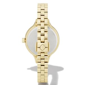 Alex Gold Tone Stainless Steel 35mm Narrow Watch in Ivory Mother-of-Pearl - view 2