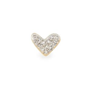 Heart Mini 14k Yellow Gold Single Stud Earring in White Diamond - view 2