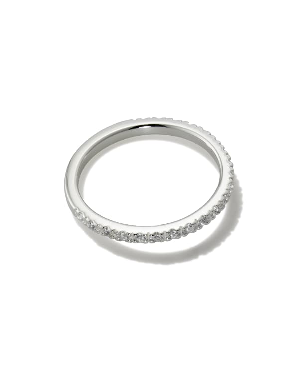 Arynn Sterling Silver Band Ring in White Sapphire - view 2