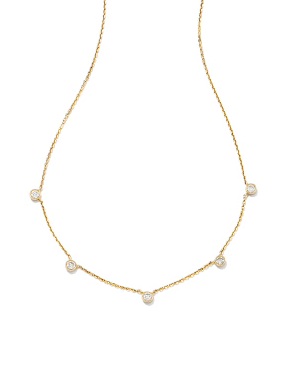 0.3 ct Audrey 14k Yellow Gold Strand Necklace in White Diamond