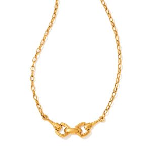 Beau Short Pendant Necklace in Vintage Gold