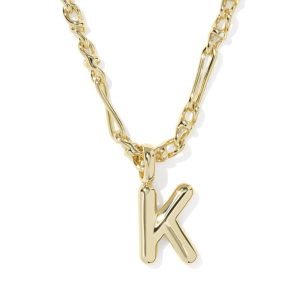 Bubble Letter K Gold Short Pendant Necklace