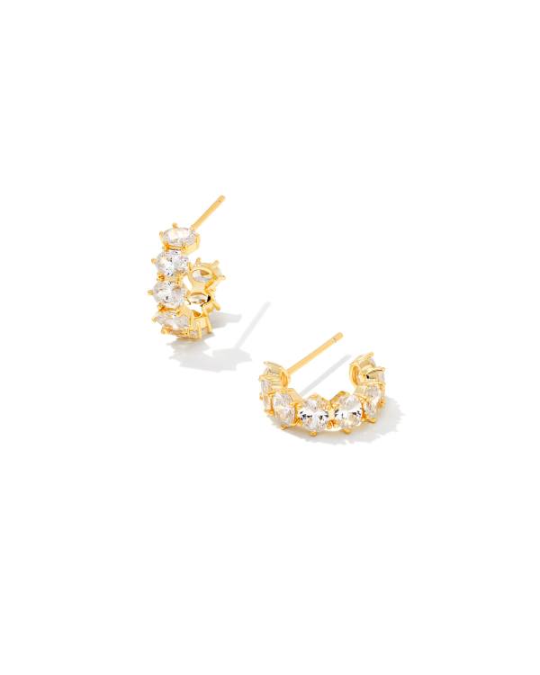 Cailin Gold Crystal April Huggie Earrings
