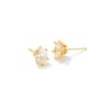 Cailin Gold Crystal Stud Earrings in White CZ