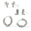 Cowboy Boot Earring Set of 3 in Vintage Silver