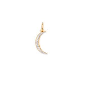 Crescent Moon 18k Gold Vermeil Charm in White Diamond