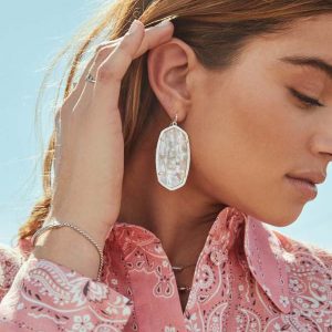 Danielle Silver Drop Earrings in Ivory Mother-of-Pearl - view 2