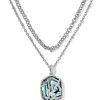 Daphne Silver Coral Frame Multi Strand Necklace in Abalone