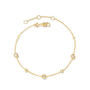 Davie 18k Gold Vermeil Trio Delicate Bracelet in White Sapphire