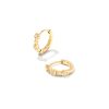 Davie 18k Gold Vermeil Trio Huggie Earrings in White Sapphire