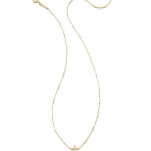 Delicate Cross Pendant Necklace in 14k Yellow Gold - alternate view