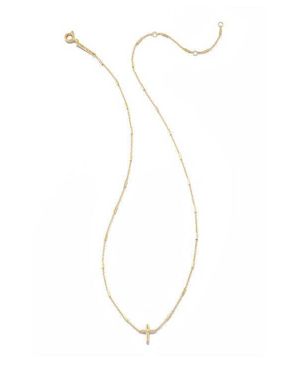 Delicate Cross Pendant Necklace in 14k Yellow Gold - alternate view
