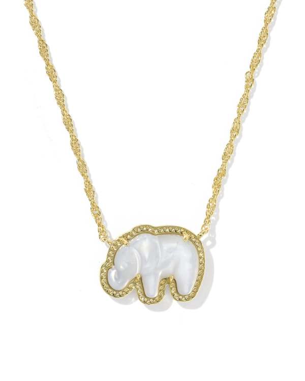 Elephant Gold Short Pendant Necklace