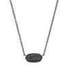 Elisa Pendant Necklace in Black Drusy