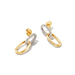 0.42 ct Elisa 14k Yellow Gold Interlocking Drop Earrings in White Diamond - view 2