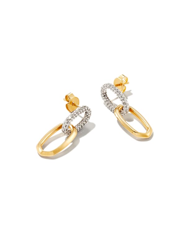 0.42 ct Elisa 14k Yellow Gold Interlocking Drop Earrings in White Diamond - view 2