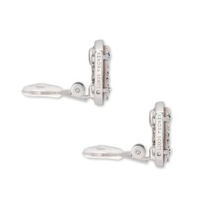 Ellie Clip-On Silver Stud Earrings in Platinum Drusy - view 2