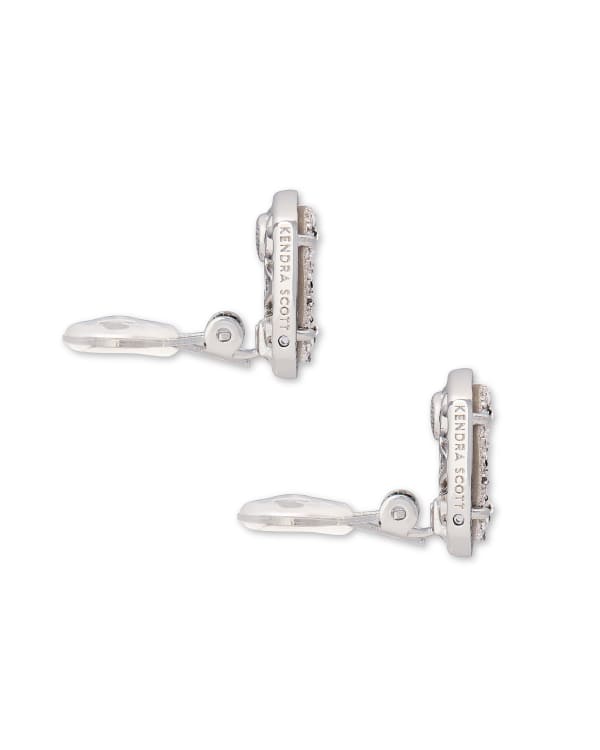 Ellie Clip-On Silver Stud Earrings in Platinum Drusy - view 2