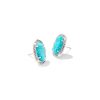 Ellie Vintage Silver Etch Frame Stud Earrings in Variegated Turquoise Magnesite