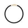 Evans 18k Yellow Gold Vermeil Corded Bracelet in Black Leather