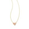 Framed Ari Heart Gold Short Pendant Necklace in Light Pink Drusy
