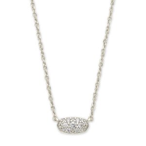 Grayson Silver Pendant Necklace in White CZ