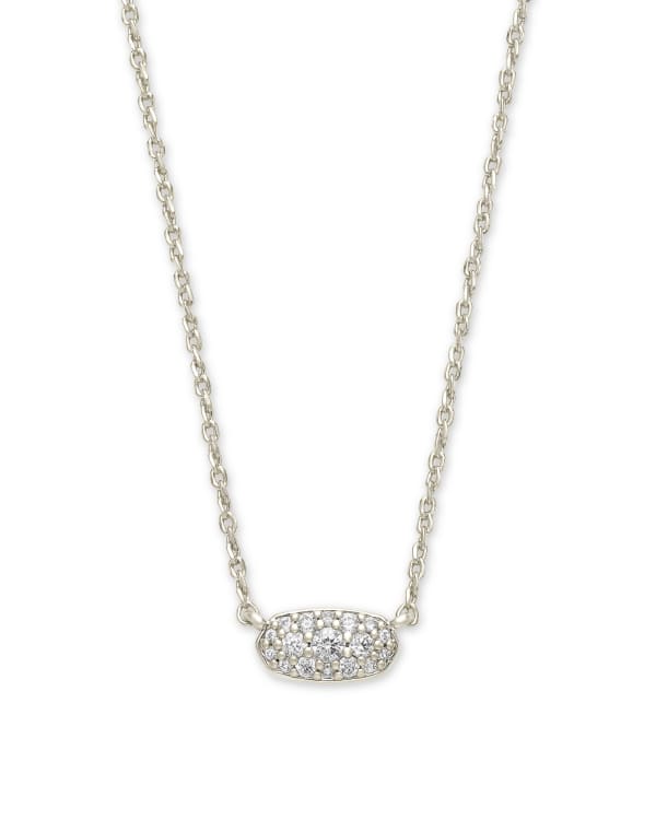 Grayson Silver Pendant Necklace in White CZ