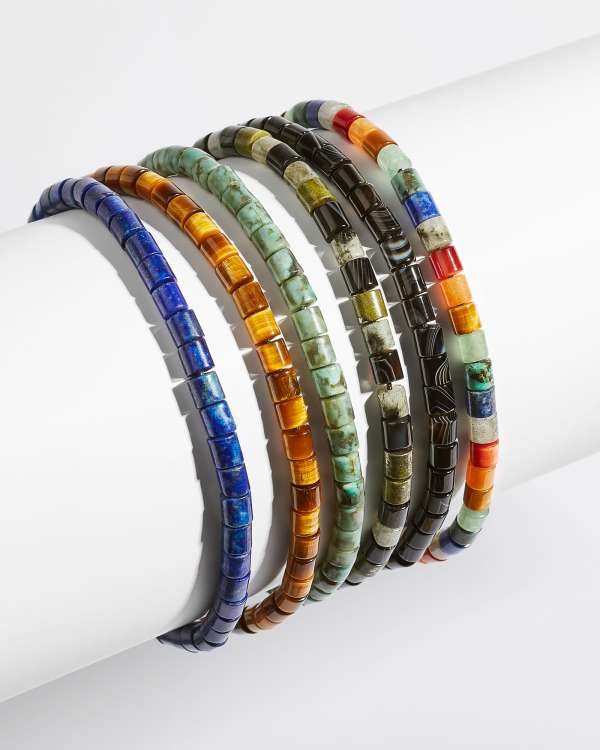 Grey Oxidized Sterling Silver Corded Bracelet in Brown Tiger's Eye - view 2
