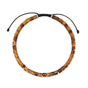 Grey Oxidized Sterling Silver Corded Bracelet in Brown Tiger's Eye