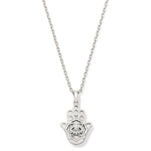Hamsa Silver Short Pendant Necklace