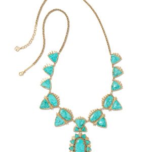 Havana Vintage Gold Statement Necklace in Variegated Turquoise Magnesite