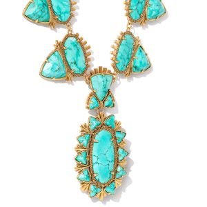 Havana Vintage Gold Statement Necklace in Variegated Turquoise Magnesite - alternate view