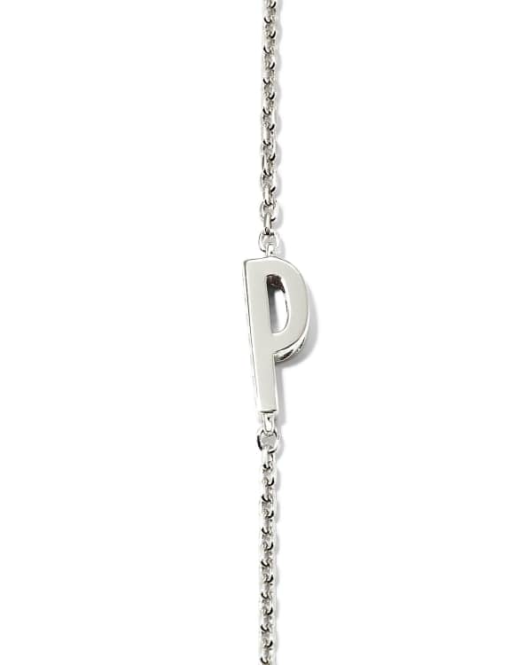 Letter P Inline Initial Necklace in Sterling Silver - alternate view
