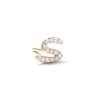 Letter S 14k Yellow Gold Single Stud Earring in White Diamond
