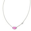 Lips Silver Pendant Necklace in Hot Pink Mother-of-Pearl