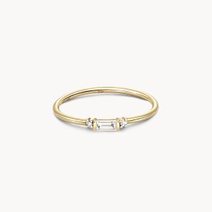 Maria 14k Yellow Gold Band Ring in White Diamond