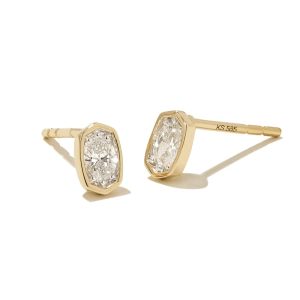 0.22 ct Marisa 14k Yellow Gold Oval Solitaire Stud Earrings in White Diamond