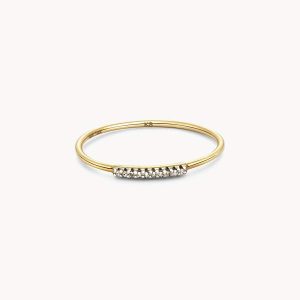 Mila 14k Yellow Gold Band Ring in White Diamond