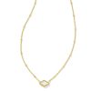 Mini Abbie Gold Satellite Short Pendant Necklace in Ivory Mother-of-Pearl