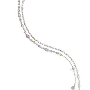Mini Elisa and Abbie Silver Set of 2 Delicate Chain Bracelets - view 2