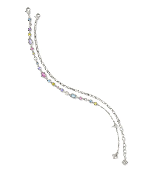 Mini Elisa and Abbie Silver Set of 2 Delicate Chain Bracelets - view 2