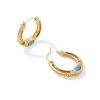 Noble Vintage Gold Horseshoe Hoop Earrings in Variegated Dark Teal Magnesite