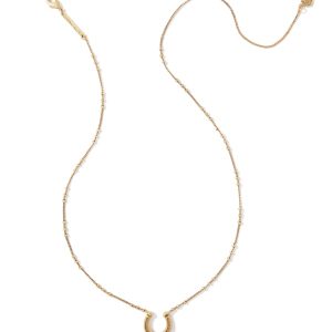 Noble Vintage Gold Horseshoe Pendant Necklace in Variegated Dark Teal Magnesite - alternate view