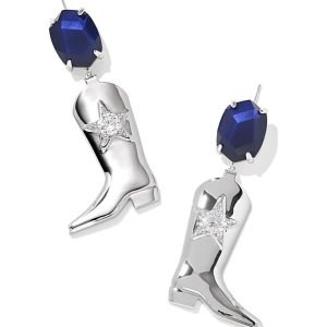 Rosie Silver Statement Earrings in Navy Mother-of-Pearl