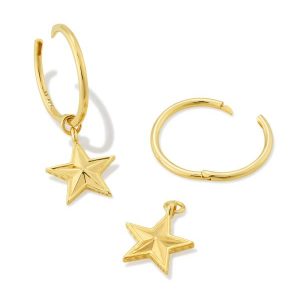 Small Star Huggie Earrings in 18k Gold Vermeil - view 2