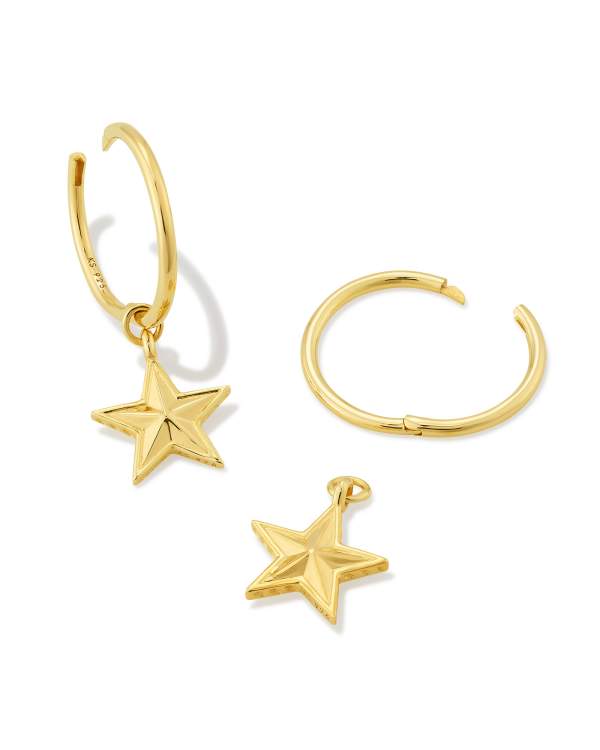 Small Star Huggie Earrings in 18k Gold Vermeil - view 2