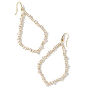 Sophee Gold Crystal Open Frame Earrings in White CZ