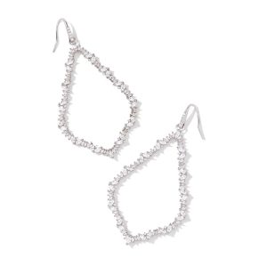 Sophee Silver Crystal Open Frame Earrings in White CZ