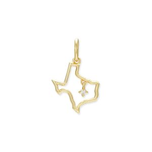 Texas 18k Gold Vermeil Charm in White Diamond