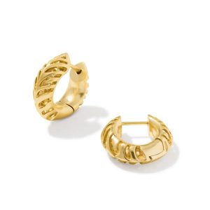 Tiger Striped Mikki Gold Huggie Earrings